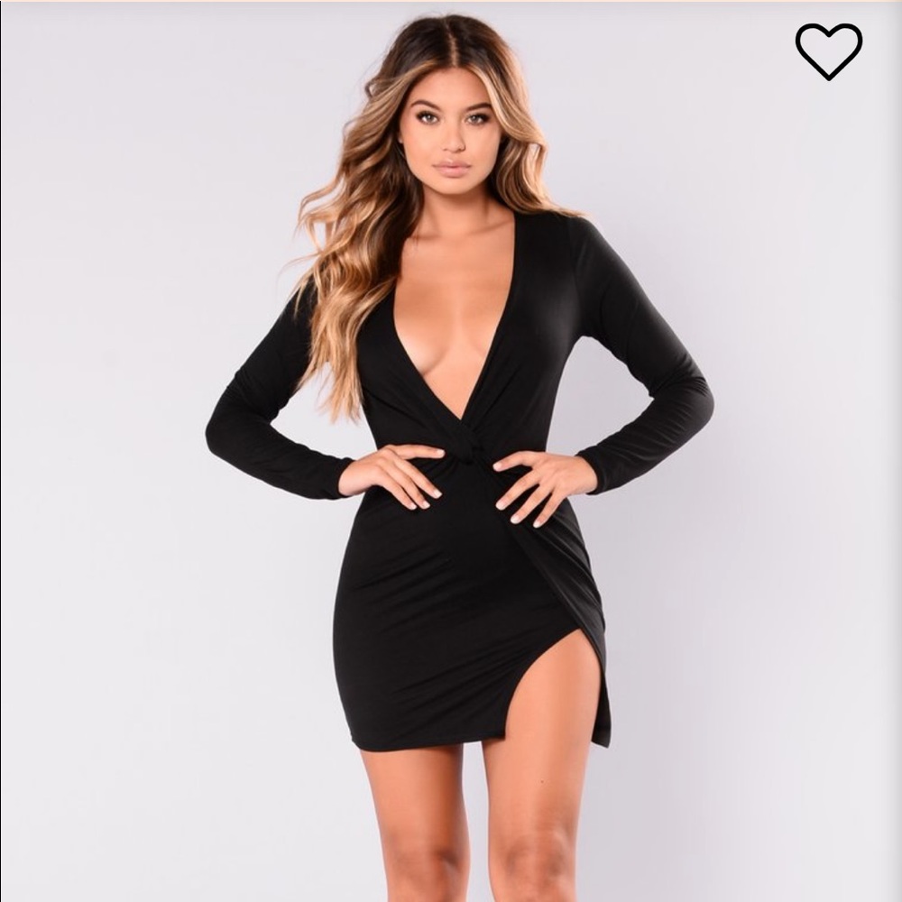 Black Knotted V Dress